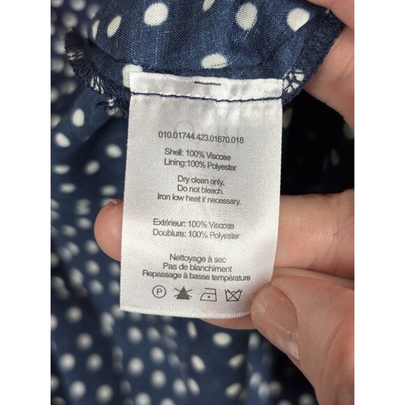 Rixo Maxi Florida Dress Bohemia Dots Navy Blue White Polka Dots 14 Short Sleeve - Picture 5 of 11